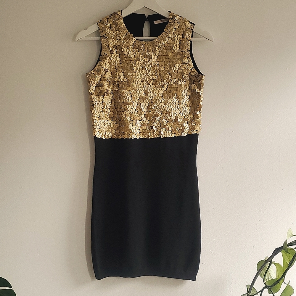 Red Valentino Gold Sequin Sweater Dress